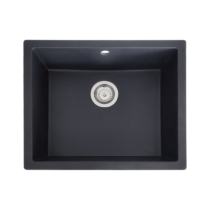 Chiuveta de bucatarie sub blat din granit 55 x 46 cm, adancime cuva 20 cm, SanDonna Joanna negru