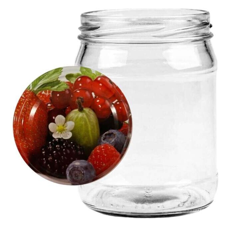 Комплект 16 буркана с капаци, Tragar, Стъкло, 0.45L, 82mm