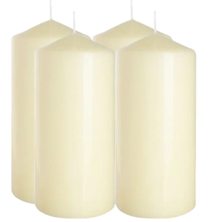 Премиум свещи, комплект 4, екрю, 15 см, 66 ч