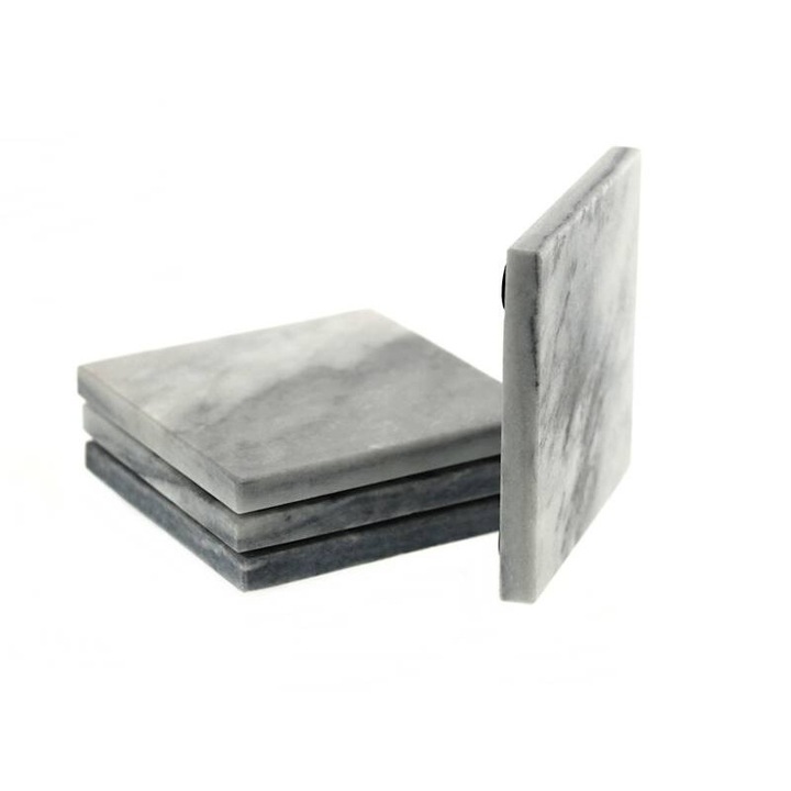 Set 4 suporturi pentru bauturi MPLCo, marmura, alb/gri, 10x10cm