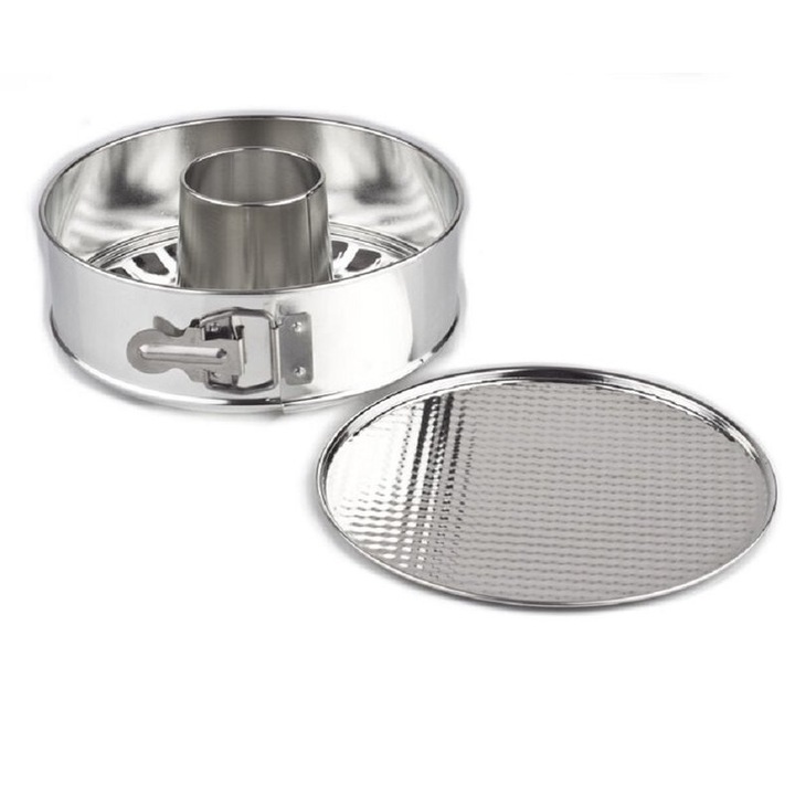 Форма за печене SNB, кръгла текстурирана с щипки, сребриста, 21см