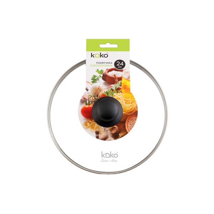 Capac vase pentru gatit Koko, sticla termorezistenta, 24 cm