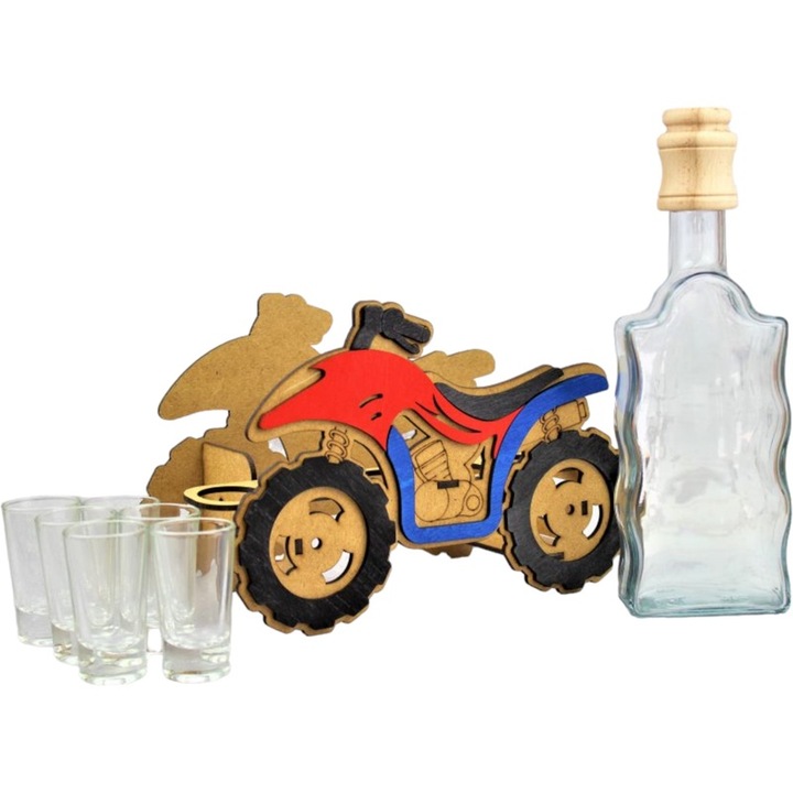 Üvegkészlet 6 pohárral a tartóban, Anapol Quad, Autómodell, Üveg, 0,5l, Többszínű