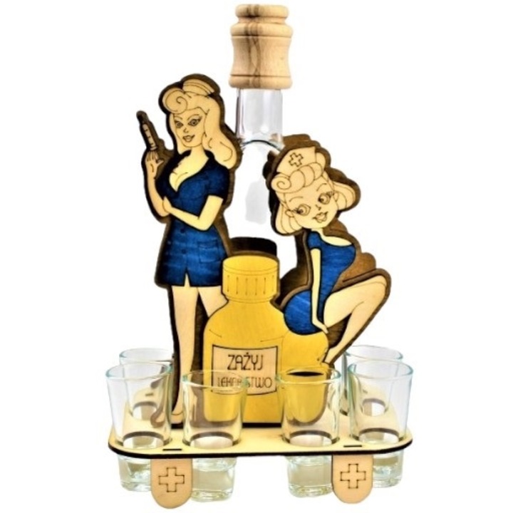 Nővér modell kancsó készlet 6 pohárral, Anapol, üveg, többszínű, 0,5L