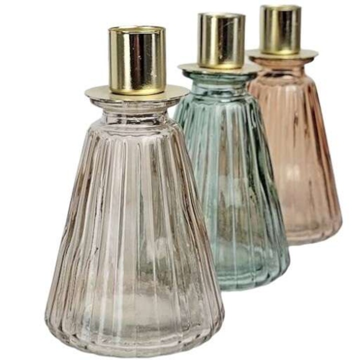 6 db MPLCo gyertyatartó készlet, üveg, tarka, 12,5x7cm