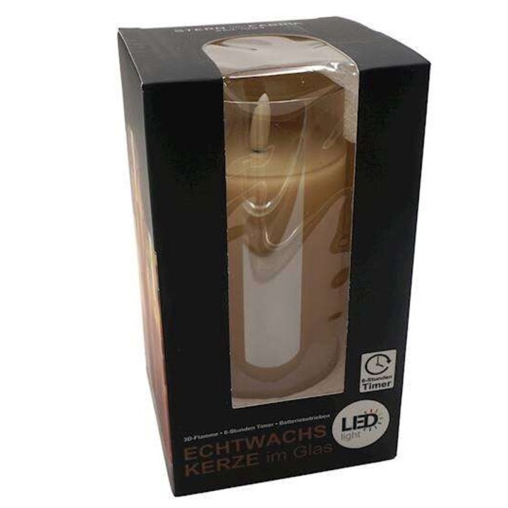 Свещ с LED MPLCo, 3D пламък ефект, 7.5x12.5см