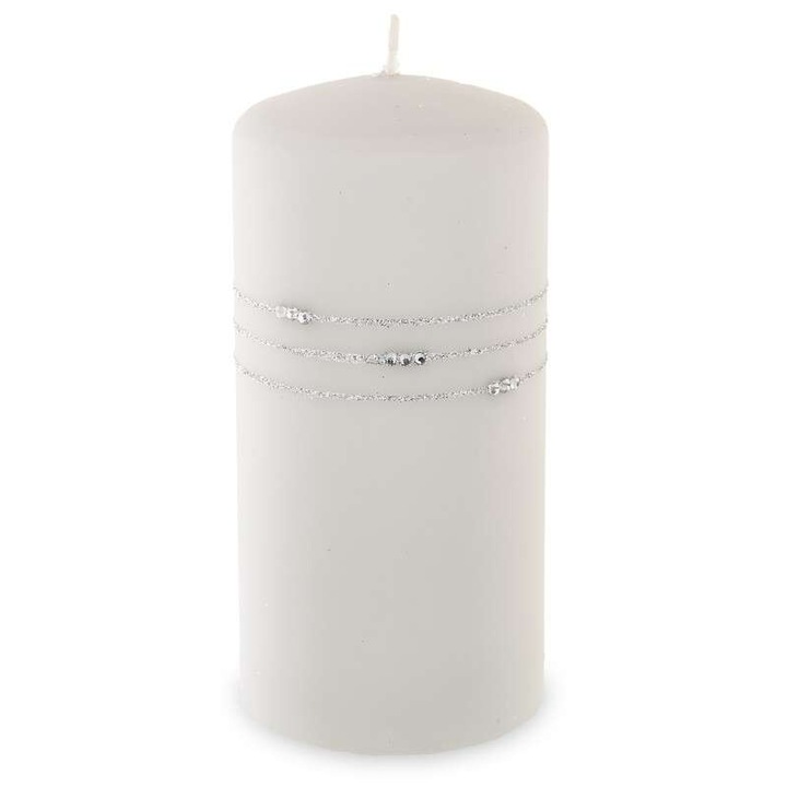 Декоративна свещ Art-Pol, матиран цилиндър, сива, 17.5x8cm