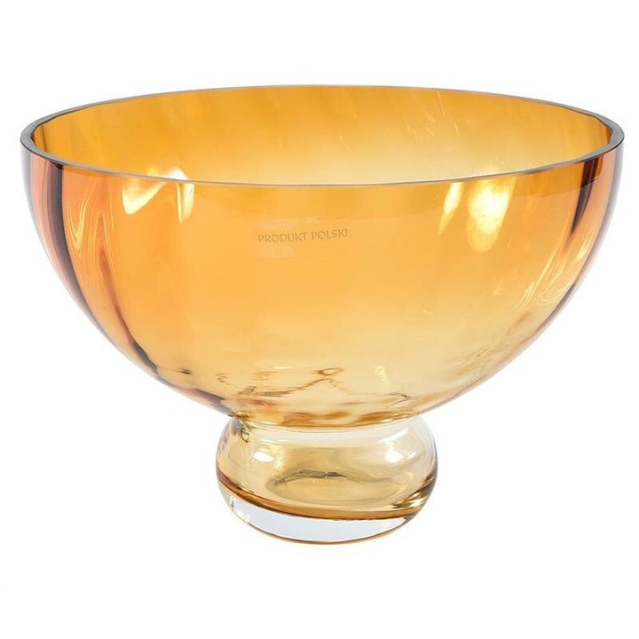 Dekoratív tál, Belldeco, Üveg, 25x25x17 cm, Sárga