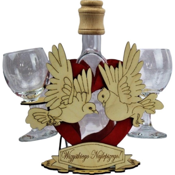 Anapol boros dekanter és pohár készlet, 0,5l, minőségi üveg, fa tartó, szív alakú