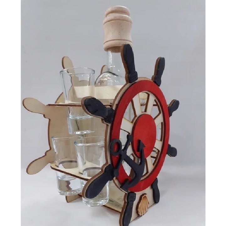 Anapol Zeglarz Ster kulacskészlet, 0,5l 6 pohárral, kiváló minőségű üveg, barna