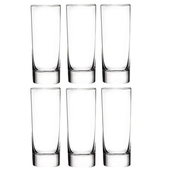 6 db magas Pasabahce pohár készlet, Üveg, Átlátszó, 215 ml