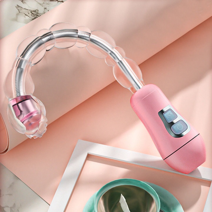 Anális vibrátorkészlet golyókkal, 12 sebességes, szilikon, vízálló, átlátszó rózsaszín, USB töltés