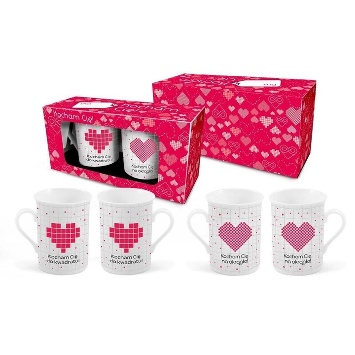 Set cani BGtech 2 bucati, mesaj Kocham Cie, multicolor