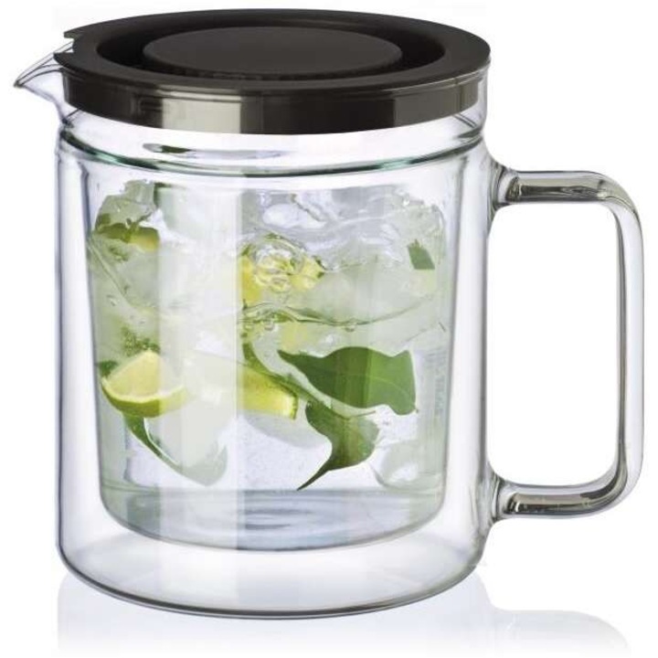Гарафа с двойни стени Simax Twin, 1.1L, черна/прозрачна