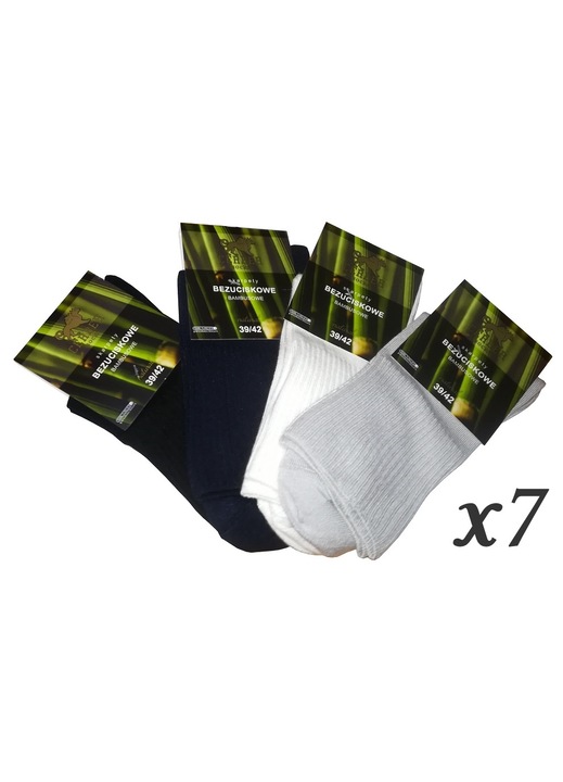 Set 7 perechi sosete barbati Cerber bambus fara elastic negru-grafit-granat-alb 39x42