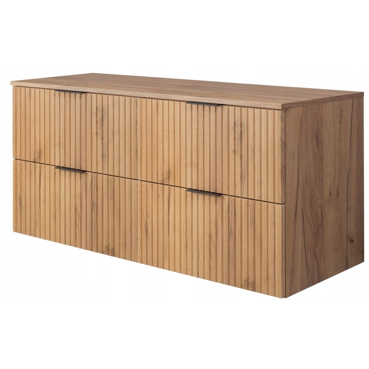Set Masca Lavoar Baie Furnidea MAG, 2 Sertare cu Soft Close, MDF, Craft Auriu, 120x57x46cm