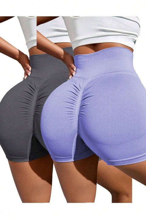 Set 2 Bucati Pantaloni Scurti Dama, Fara Cusaturi, Mov, Mov