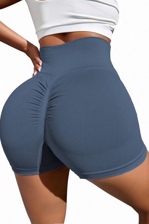 Set 2 Bucati Pantaloni Scurti Dama, Fara Cusaturi, Pentru Yoga, Sala Ori Antrenament, Albastru, Albastru inchis