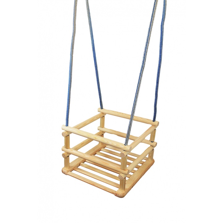 Дървена детска люлка Baczek с регулируеми линии 20кг естествена