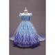 Rochie Elsa Frozen 2 pentru Copii, Set cu Peruca, Bijuterii si Accesorii, EvrikaUnity®, Regina Ghetii, Tesatura Premium, 5-6 ani, 130 cm, Albastru/ Mov/ Alb