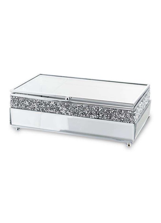 Кутия за бижута Art-Pol Vetrario, стъкло, сребро, 7,5x21x13см