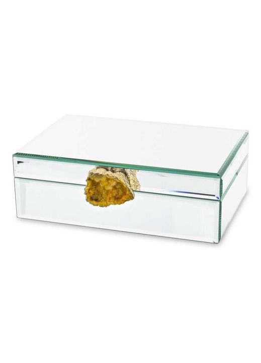 Art-Pol ékszerdoboz, mdf/üveg, ezüst, 8x24,5x16,5cm