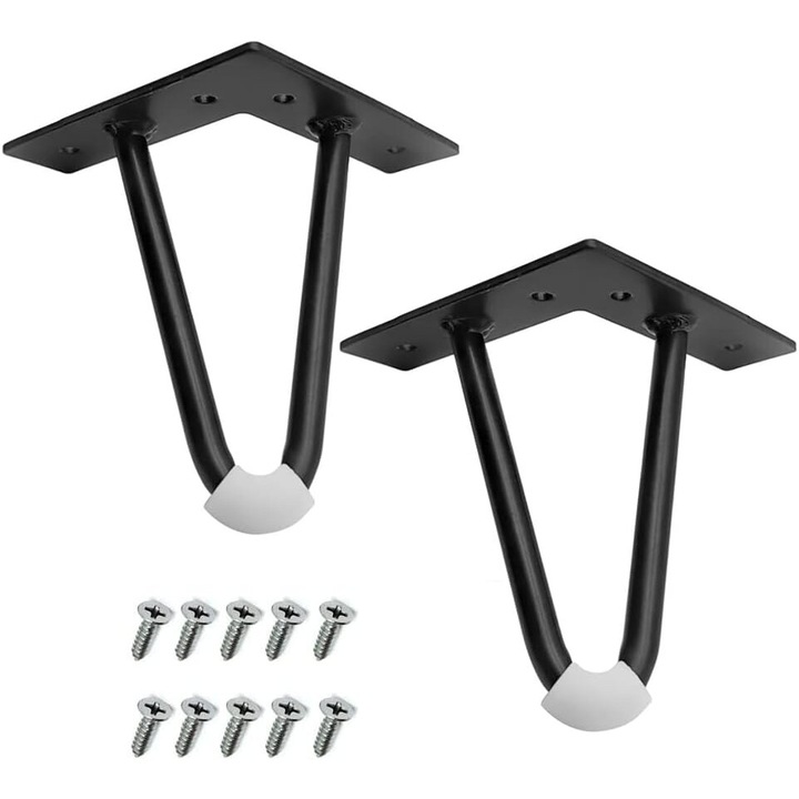 Комплект от 2 метални крака за маса, KkvoGmle, черни, 15 см, ретро индустриален стил