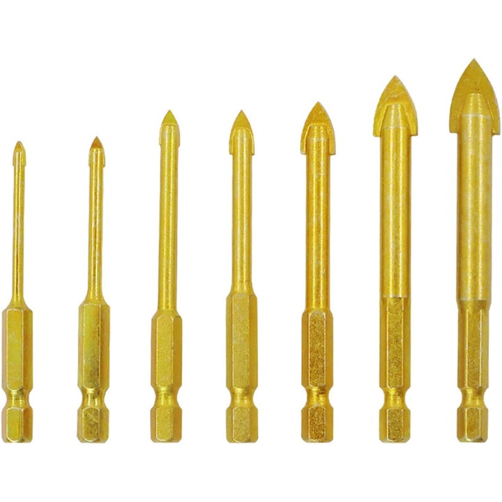 Set 7 burghie pentru gresie, Enforose, dimensiuni 3/4/5/6/8/10/12mm, tungsten, rezistent la coroziune