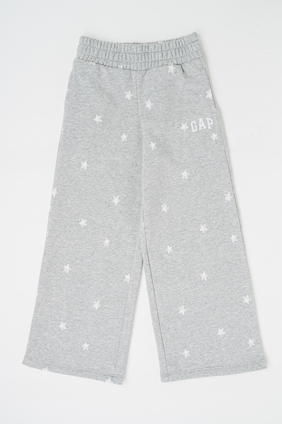 GAP, Pantaloni cu imprimeu si talie elastica, Gri deschis, Alb, 120 CM