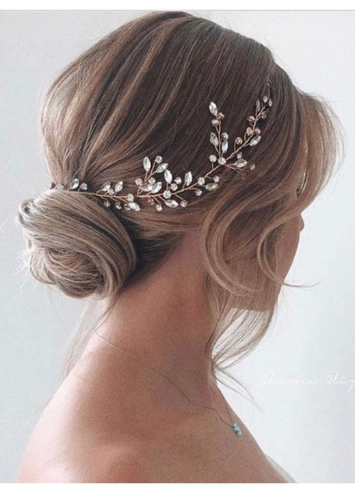 Accesoriu de par pentru nunta, Cozevdnt, pieptene cu cristale, design unic, alb argintiu