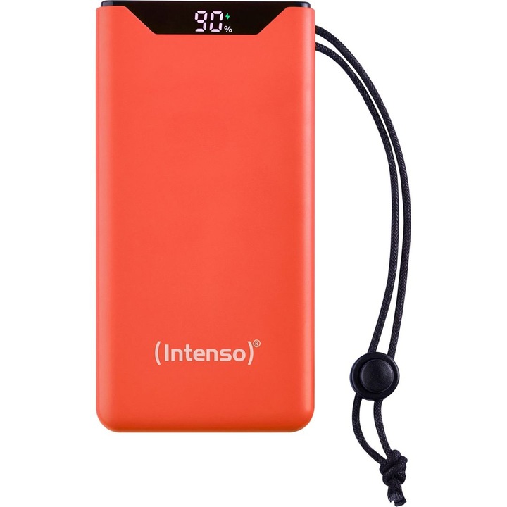 Intenso (7332038) F10000 Powerbank 10000 mAh, USB-A és UAB-C csatlakozó, PD 3.0 20W, QC 3.0, kijelző, narancsárga