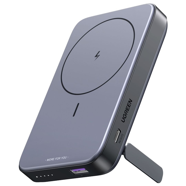 Външна батерия UGREEN, безжичен, 10000mAh, сив