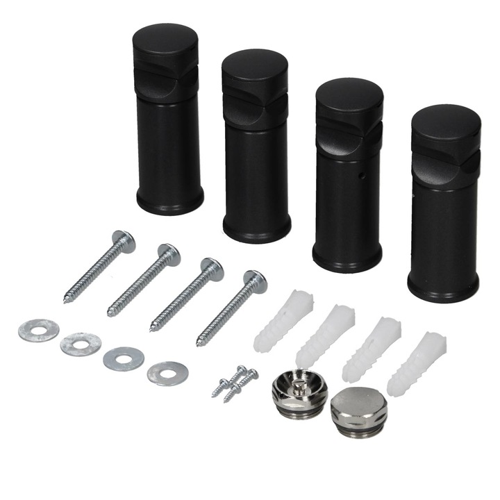 Скоба за стенен монтаж за радиатори LuxeBath, черна, за прави и извити модели