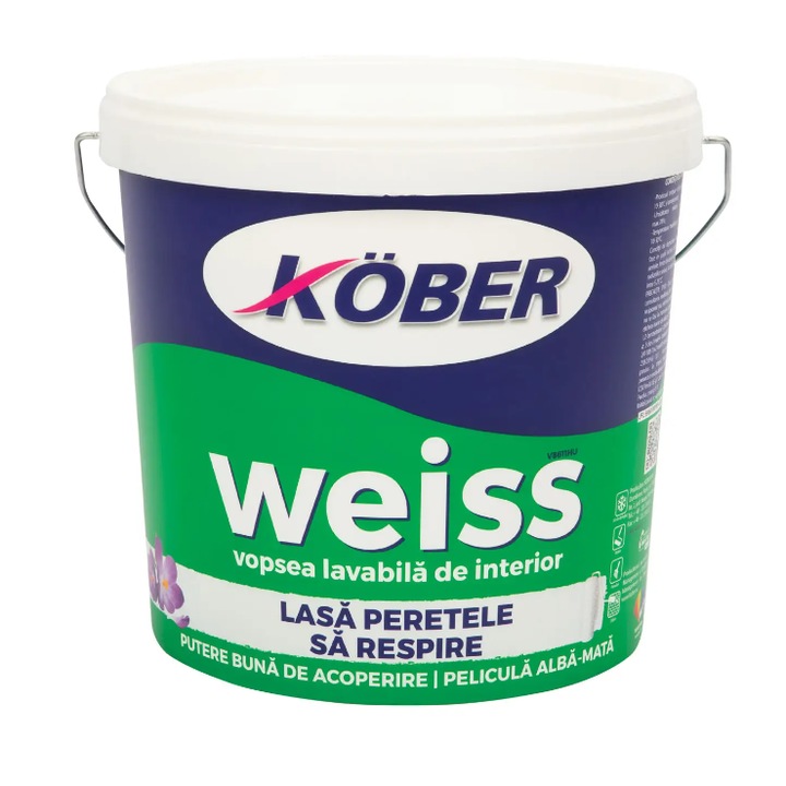Миеща се боя, Kober, 8,5 л, бяла