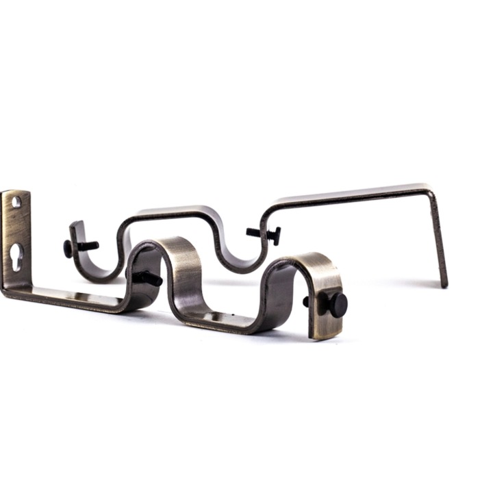 Consola galerie, dubla, metal, 16 mm, auriu antic, 2 buc / set