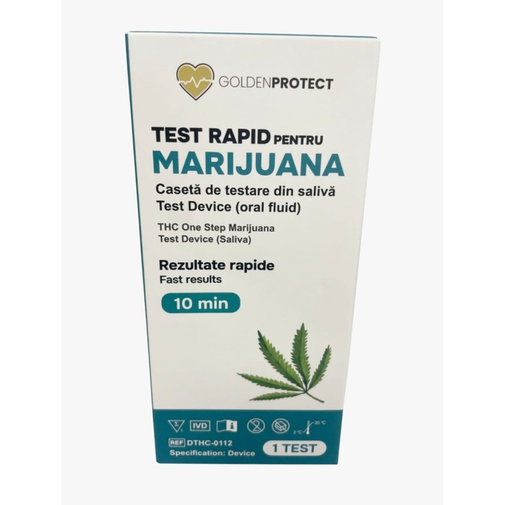 Test rapid depistare consum Marijuana THC prelevare saliva Golden Protect