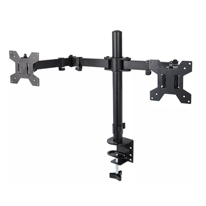 Стойка за монитор Esperanza ERW018, За 2 монитора 10" - 27" VESA 75/100 мм, До 8 кг на рамо, Черен