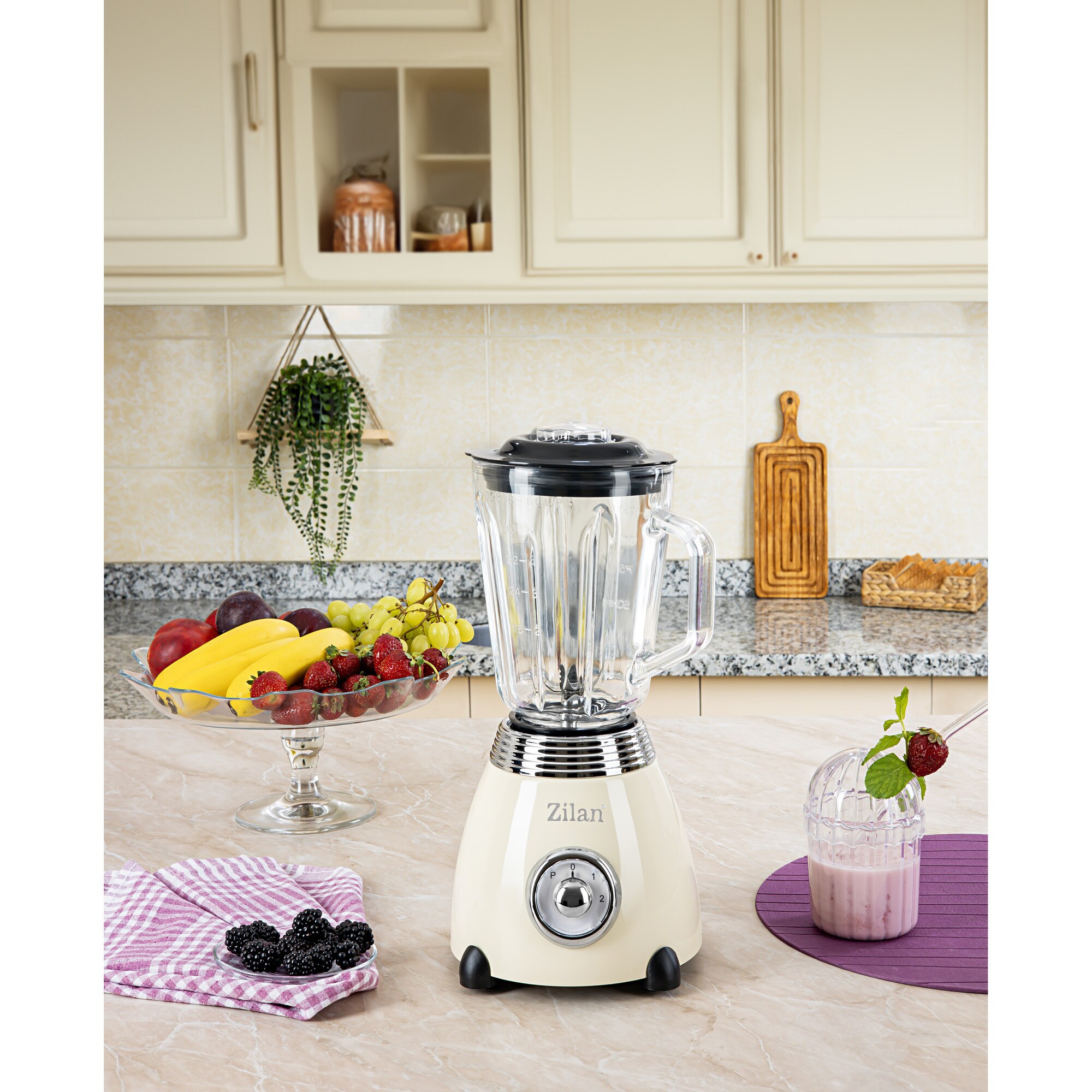 Blender Retro Zilan ZLN1207, putere 500W, capacitate 1.5L, 2