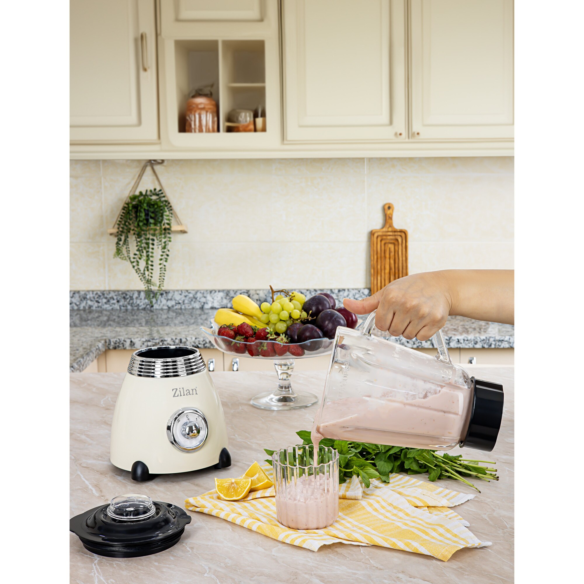 Blender Retro Zilan ZLN1207, putere 500W, capacitate 1.5L, 2