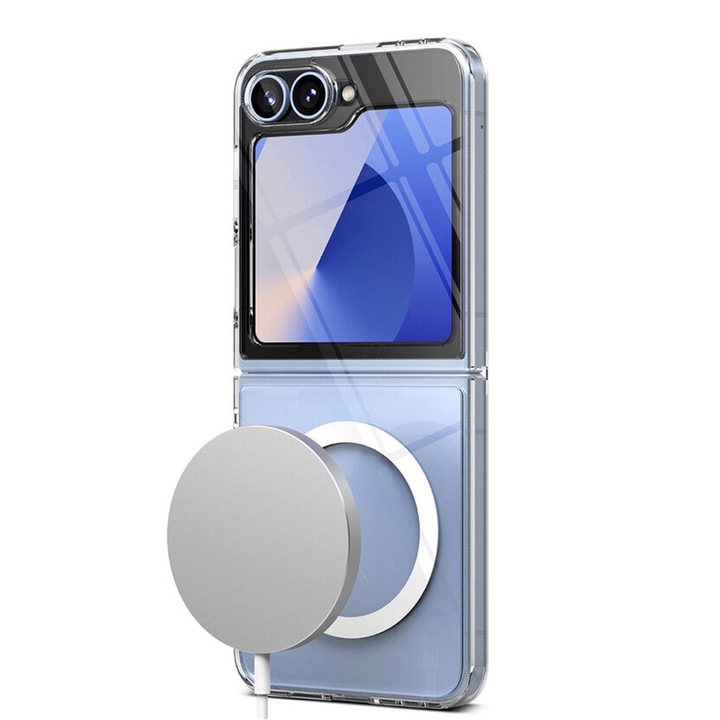 Kristálytiszta mágneses tok kompatibilis a Samsung Galaxy Z Flip6 / Flip 6 telefonokkal, BlendIn minimalista kialakítás, könnyű súly, ütéscsillapítás, egyedülálló, hosszú élettartamú sárgásgátló technológia, katonai szabvány MIL-STD 810G-516.6, átlátszó