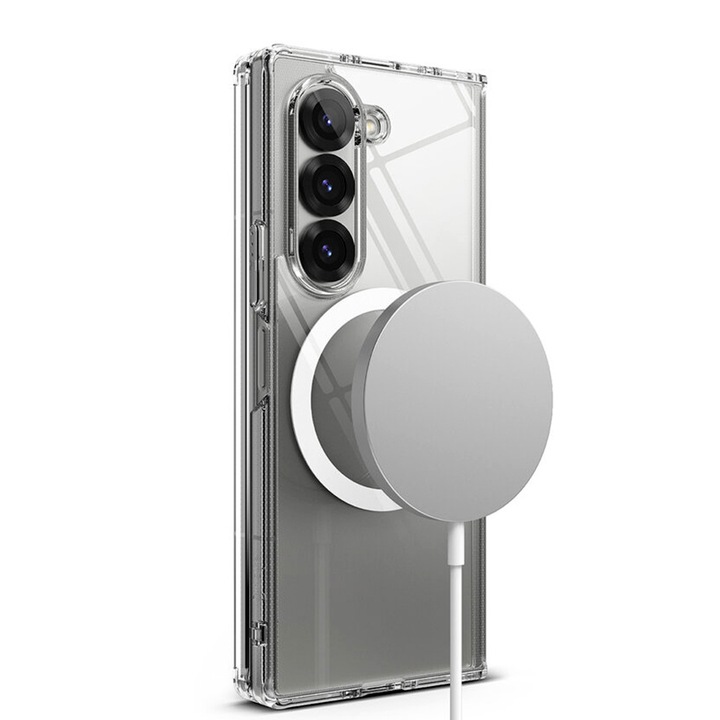 Kristálytiszta mágneses tok kompatibilis a Samsung Galaxy Z Fold6 / Fold 6 telefonnal, BlendIn minimalista kialakítás, könnyű súly, ütéselnyelés, egyedülálló, tartós sárgásgátló technológia, katonai szabvány MIL-STD 810G-516.6, átlátszó