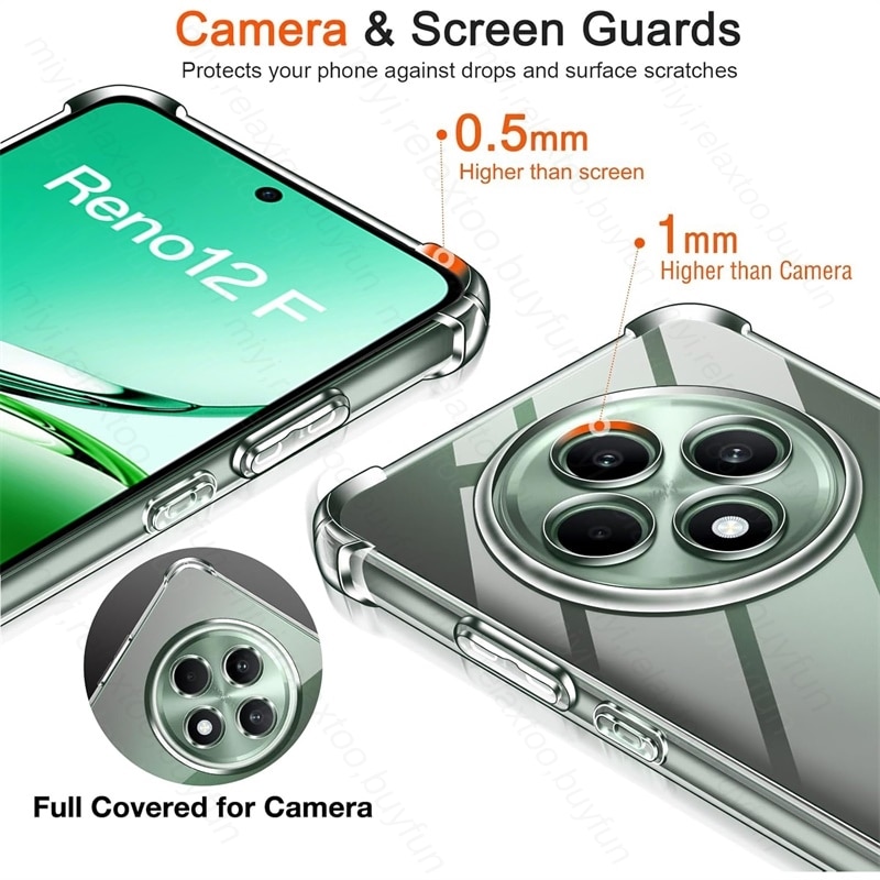Husa pentru Oppo Reno 12F Reno 12FS Anti-Shock 1.5mm reinforced 4 corners transparent