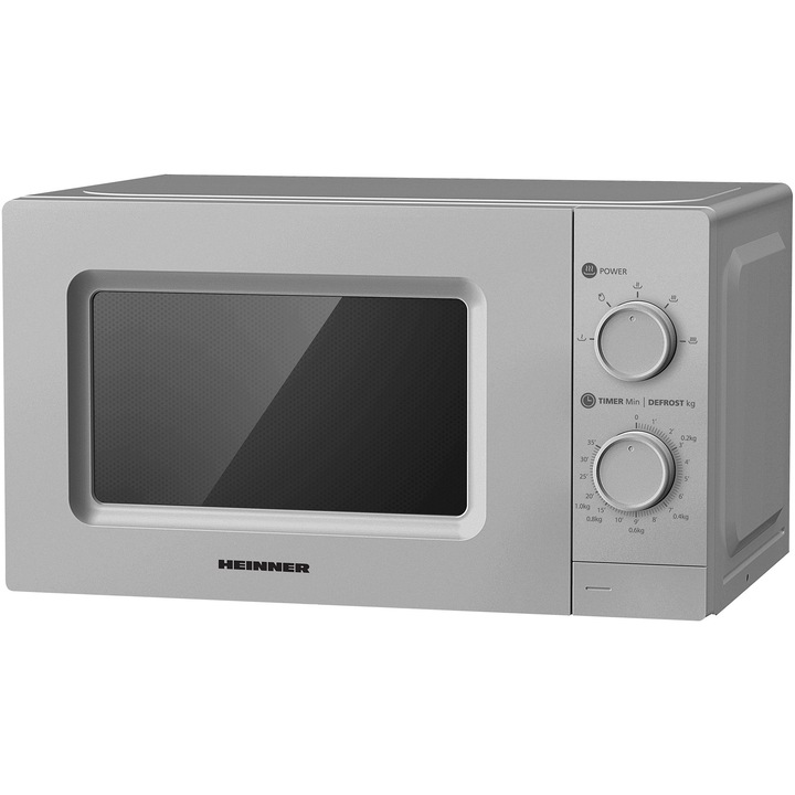 Микровълнова фурна Heinner HMW-MD20MSL, 20 л, Механично управление, 700 W, Сребриста