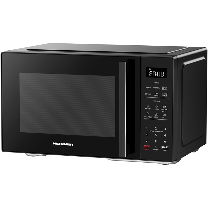 Микровълнова фурна Heinner HMW-MD23AFBK, Функция AirFryer, 23 л, Цифрово управление, 900 W, Черна