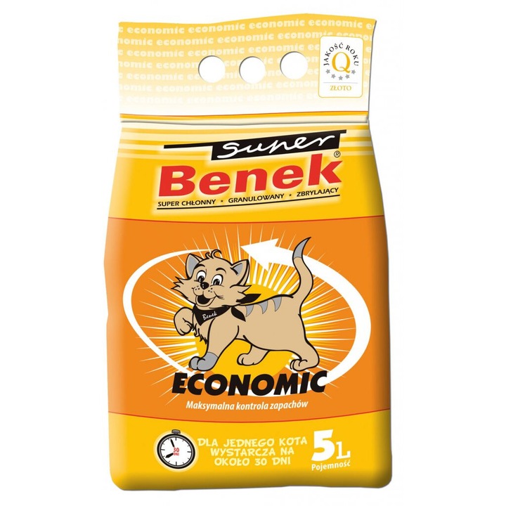 Постелка за котки Super Benek Economic, хигиенична, бентонит, 5л