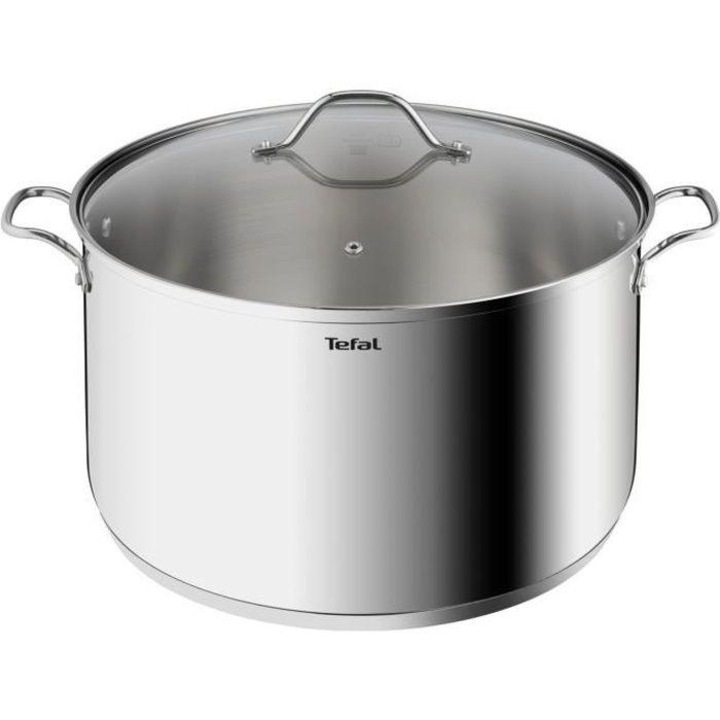 Oala cu capac pentru inductie, Tefal, Intuition XL, Inox/Sticla, 28 cm, 8L, Argintiu/Transparent
