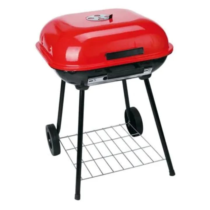 Скара на дървени въглища, просторна, квадратна, 43x40 см, Extralink Home, Black Red