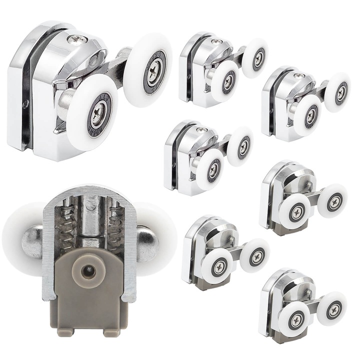 Set 8 role duble, 23 mm, pentru o cabina de dus, finisaj crom