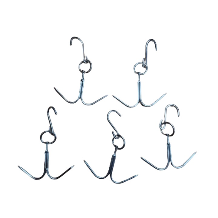 Set 5 carlinge macelarie din inox in forma de ancora, rotative, 200 x 160 x 6 mm