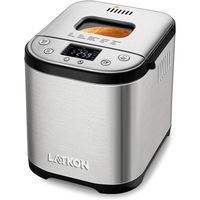 Masina de paine Latkon MBF-001, 710W, 900g, 15 programe, Display LCD, Timer, Functie de programare, Functie de mentinere la cald, Argintiu